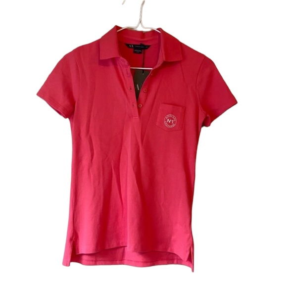 Armani Exchange Tops - NEW AX Armani Exchange Polo Shirt Short Sleeve Collar XS Pink Coral Fitted